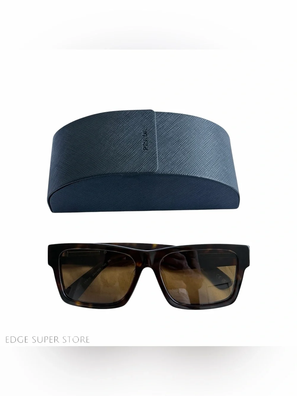 Prada Tortoise Rectangular Sunglasses Brown Lenses Italy w/ Case Unisex EUC